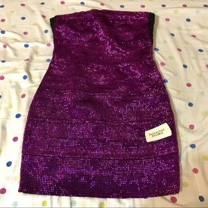 Forever 21 glitzy strapless purple party dress
